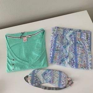 Victoria’s secret mint paisley sleep set, size M